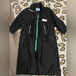 NWT ($1350) PRADA Nylon Coat. Hood in collar. Oversized fit. Size 38